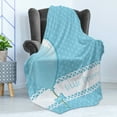 thumbnail image 4 of Baby Shower Soft Flannel Fleece Throw Blanket, Little Prince Lettering Polka Dots and Balloon, Cozy Plush for Indoor and Outdoor Use, 60" x 80", Blue Baby Blue, by Ambesonne, 4 of 5