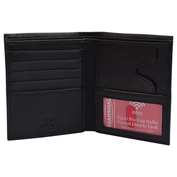 MARSHAL Genuine Leather Large Hipster Bifold Credit Card Id Men's Wallet