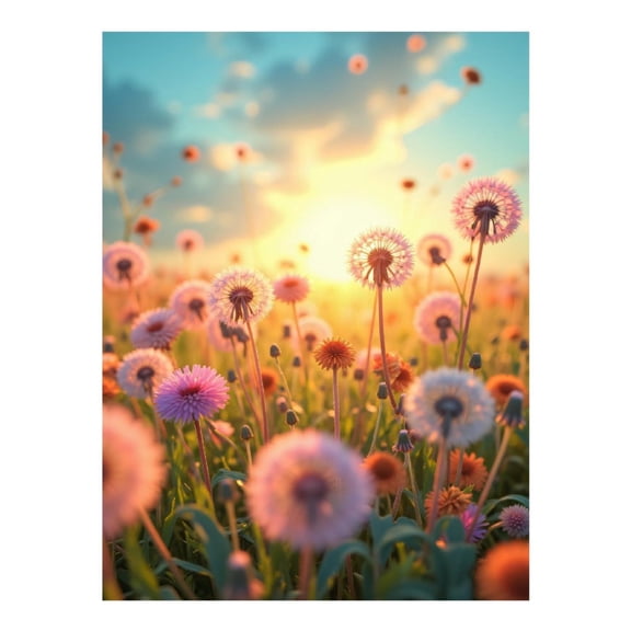 Diamond Art Kits for Adults - 5d Sunset Field Wildflowers Diamond Painting for Adults, Diamond Art for Adults Beginners, Diamond Painting Kits for Adults for Home Wall Decor