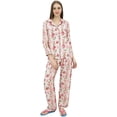 thumbnail image 1 of Bimba Dot Printed Wine Button-Down Shirt With Elastic Waist Pajama Pants-22, 1 of 6