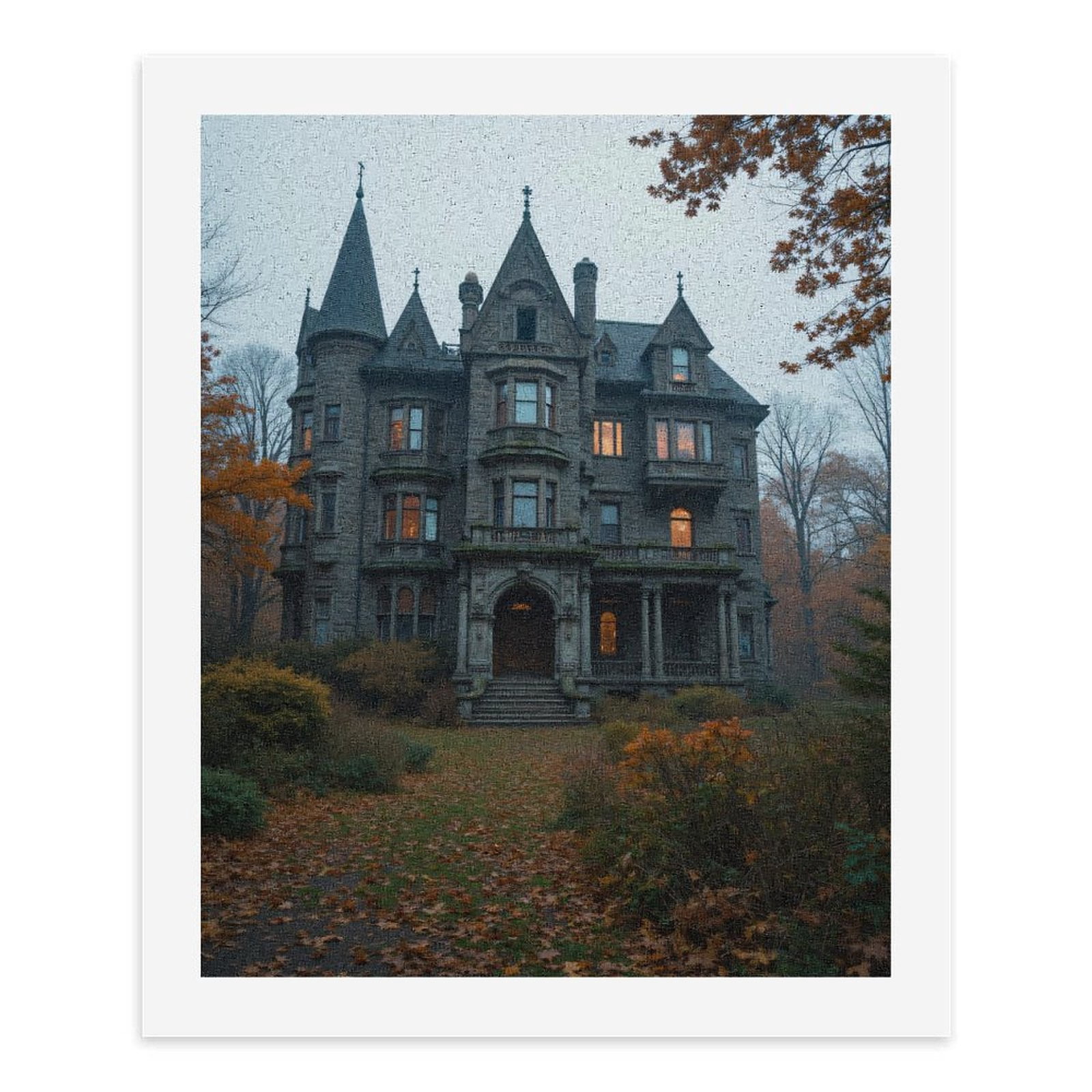 Paint By Numbers Kit for Adults Beginner - DIY Gothic Mansion Autumn Canvas Painting Kits for Adults, Frameless Paint By Number for Adults for Home Wall Decor 16x20 Inch