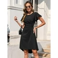 thumbnail image 2 of Women's 2025 Elegant Ruffle Sleeve Ruched Waist Flowy A Line High Low Midi Cocktail Party Dress, 2 of 10