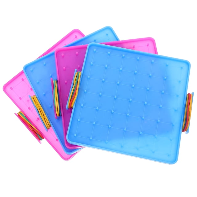 KAKOWELY 4pcs Geoboard Pegboard Plastic Nail Board Geometric Shape Learning Tools Random Color,6.3X"X5.51"X0.39"