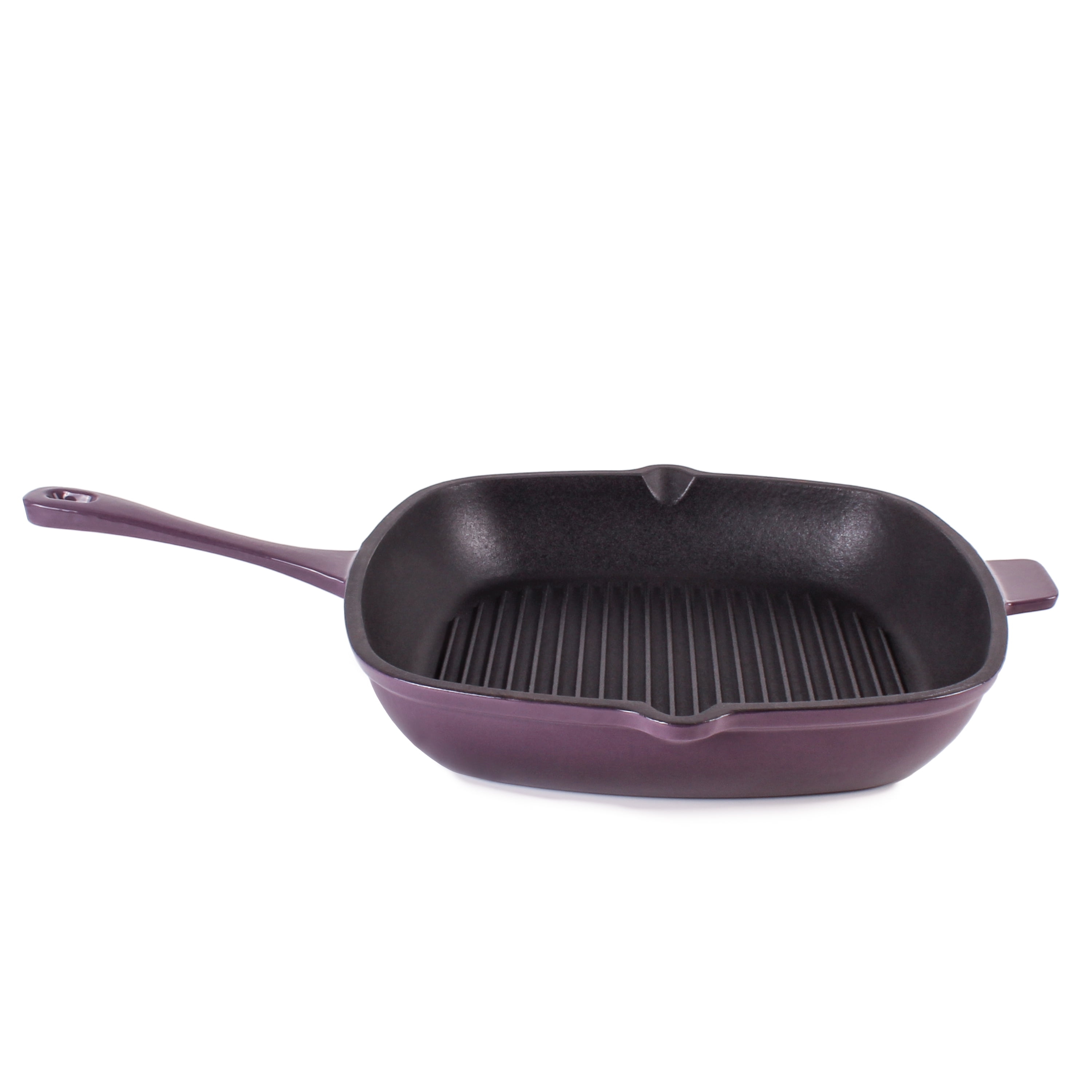 BergHOFF Neo 2pc Cast Iron 11" Grill Pan with Steak Press, Purple
