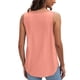 thumbnail image 4 of Tops Henley para mujer,Blusa informal sin mangas con cuello en V para mujer, parte superior de encaje liso, tejido de imitación de tela, ligera y cómoda para el hogar y el uso diario, sopatenor, 4 of 7