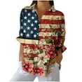 thumbnail image 2 of Xdegoge Long Sleeve Shirts for Women 4Th of July Shirts Patriotic Usa T Shirt Loose Fit American Flag Shirt Button Up Trendy Collared Blouses Summer Tunic Tops Flash Save for Later, 2 of 4