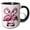 Black/White, variant on 3drose, Funny Cool Colorful Pink Flamingo Birds Drinking Martinis Abstract, 11oz Two-tone Red Mug