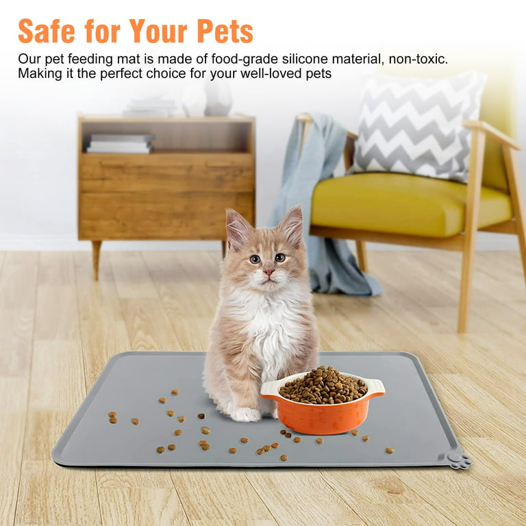 Dog Mat Food Tray, TSV Pet Food Tray for Food and Water Bowls Silicone  Feeding Placemat Trays to Put under Pet Food Bowls Animal Food Bowl  Waterproof