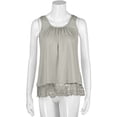 thumbnail image 4 of QWERTYU Ladies Summer Tunics Women Tank Tops Casual Sleeveless Basic Top Henley Button Down Blouses Sleeveless Lace Womens Dress Tops for Older Women Medium Gray 3X, 4 of 7