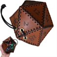 thumbnail image 1 of Bolsa de almacenamiento de dados de cuero sintético retro, fácil de limpiar, con cordón, accesorios para juegos de mesa de fiesta, 1 of 5