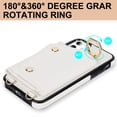 thumbnail image 6 of Crossbody Strap Wallet Case for iPhone 11 with Wrist Strap, 360° Rotating Ring Kickstand & Card Holder PU Leather Purse Magnetic Snap Zipper Case Cover for iPhone 11, White, 6 of 9