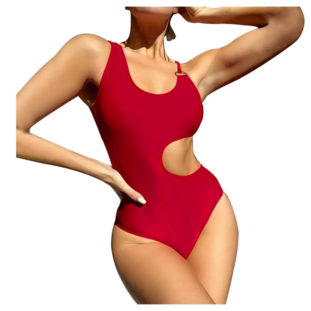 Traje de baño de una pieza para mujer Traje de baño de cintura lateral abierta Traje de baño de una pieza sólido Bikini OAVQHLG3B Store lin121212