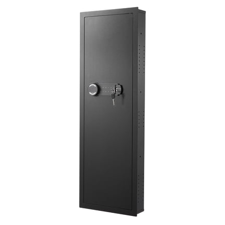 KFFKFF Wall-Mounted Safe with Password & Key, 4-Tier Hidden Design, Q235 Cold-Rolled Steel Construction, LED Lighting, Adjustable Shelves & Key Holders for Valuables, Black
