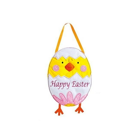 Evergreen Happy Easter Chick Outdoor-Safe Felt Door Decor