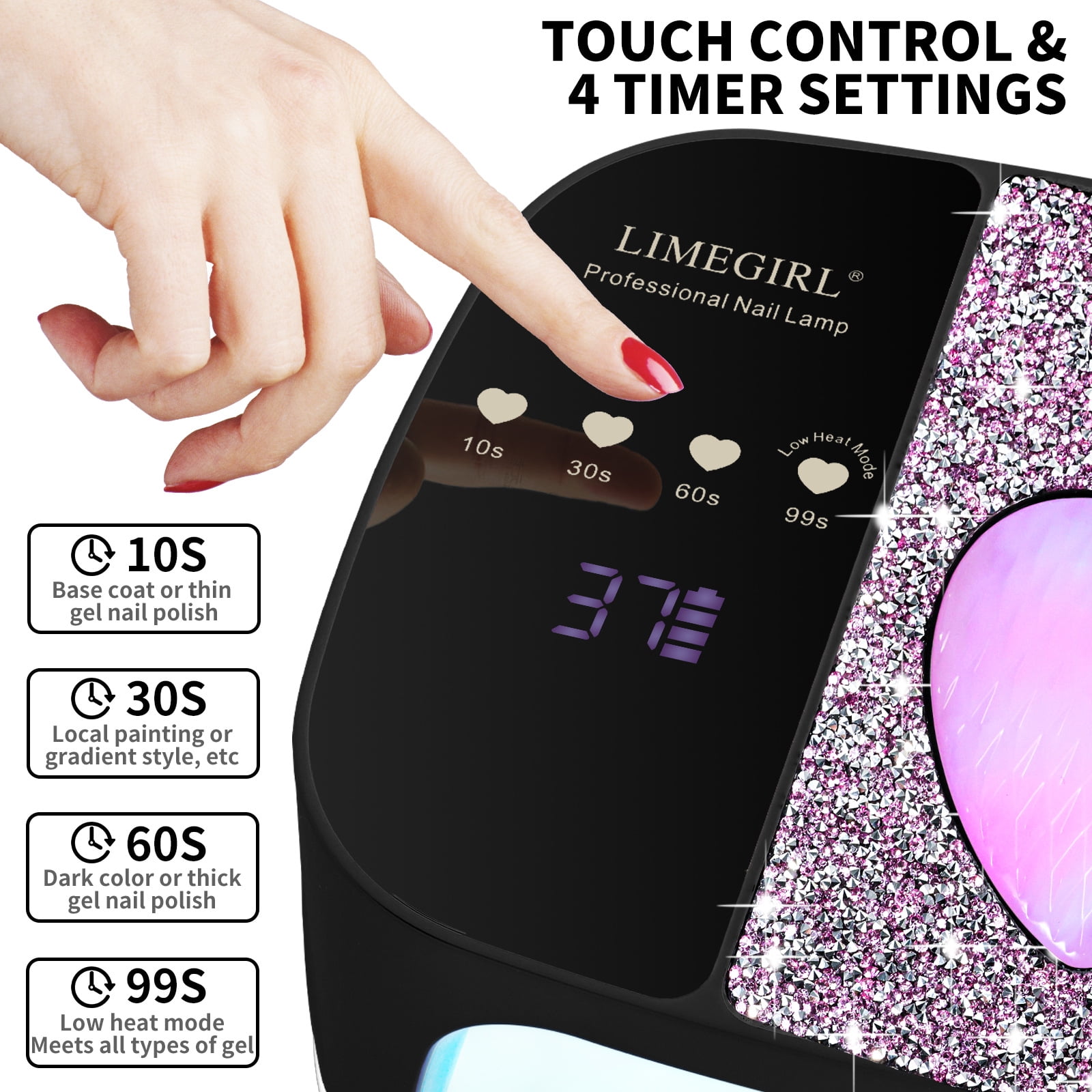 ProArt Rechargeable Nail Lamp for Diamonds - 120W Dual Source UV/LED Nail Dryer, Smart Sensor Fast Curing Light for 3D Nail Art, Portable Gel Polish Manicure Machine