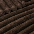 thumbnail image 5 of Queen Size Flannel Fleece Blanket, Super Soft Striped Jacquard Bed Blanket, Lightweight Fuzzy Cozy for All Seasons, 90x90 Inches, Coffee, 5 of 8