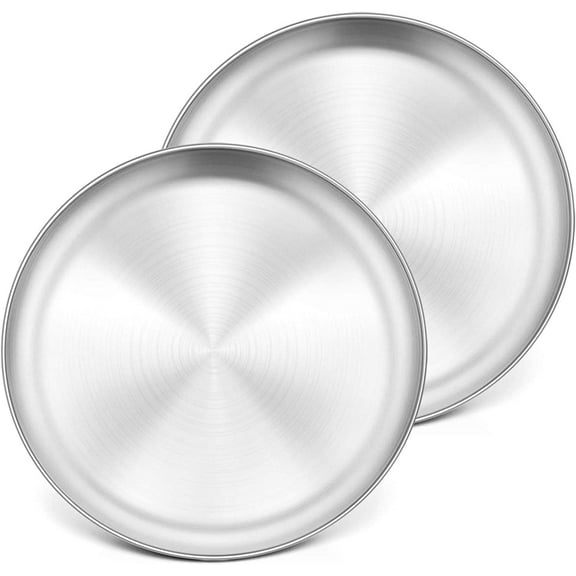 Vesteel 10 inch Stainless Steel Pizza Pan Set of 2, Round Baking Trays, Crisper Oven Pan for Baking Serving