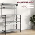 thumbnail image 4 of Distressed Grey Kitchen Baker's Rack with Power Outlet & Adjustable Shelves – Coffee Bar Station for Living Room, Dining & Entryway Storage (53.9" H), 4 of 7