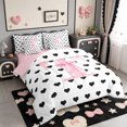 thumbnail image 2 of Manfei Black Cartoon Loves 7-Piece King Bedding,Initial Alphabet T Pattern King Bed in a Bag,Pink Reversible, 2 of 7