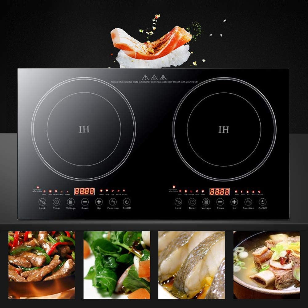 MONIPA 8 Gear Firepower 110V 2200W Portable Double Induction Cooktop, Electric Dual Burner Digital Display
