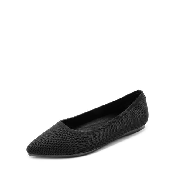 Womens knit pointed toe flats comfortable slip on dress shoes for office or business wear