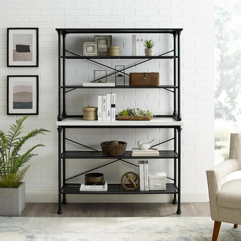 HomeStock Retro Renaissance Baker s Rack Matte Black Console Hutch