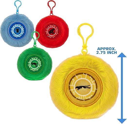Mighty Mojo Wild Kratts Power Disc Plush Keychain Rings – 4-Pack | Soft Collectible Clip-On, Backpack Zipper Charm, Cute Collectible Accessory Gift for Boys & Girls