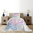 thumbnail image 3 of Ambesonne Groovy Quilted Coverlet 2 Pcs, Peace Sign and Swirls, Twin Size, Pink Blue White, 3 of 5
