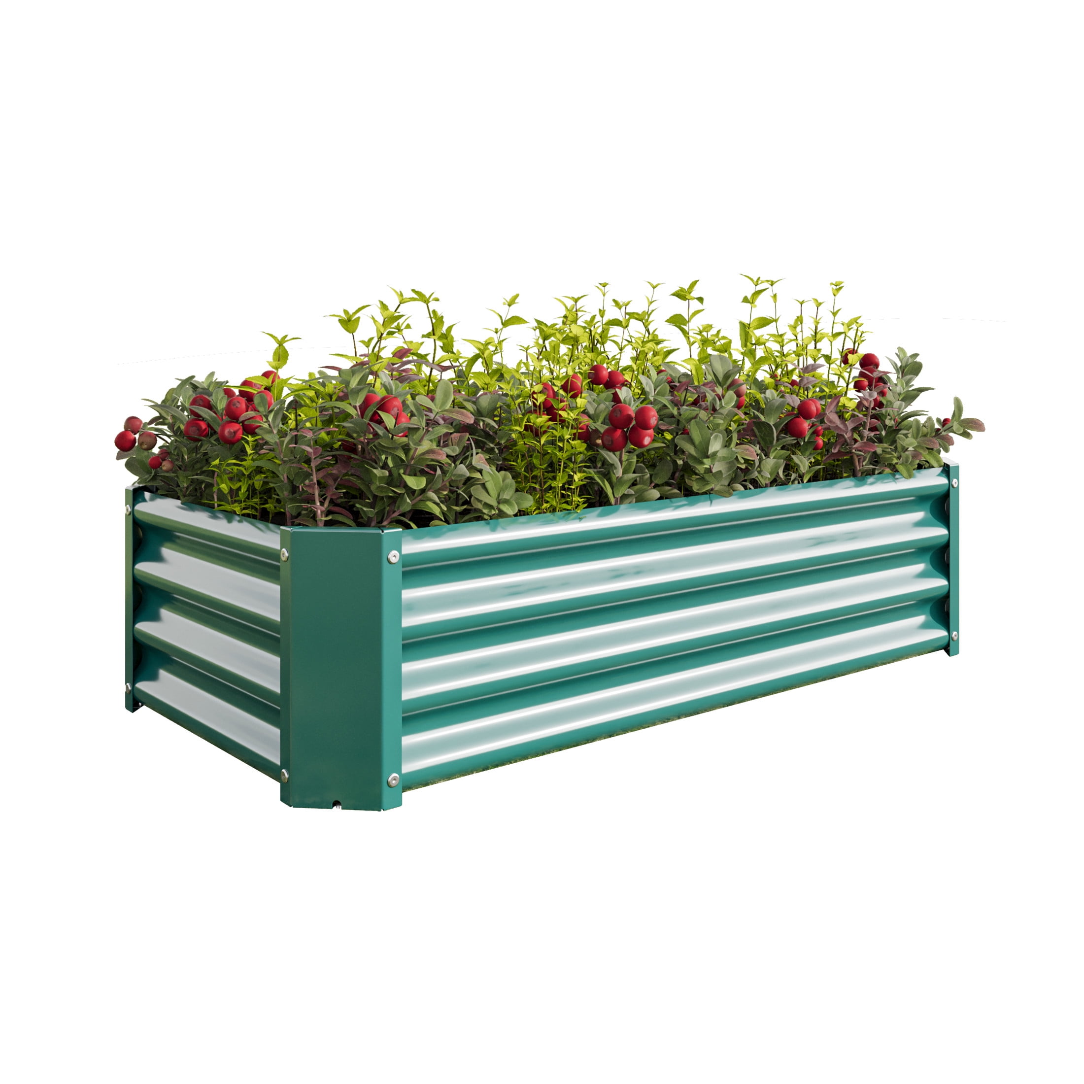 Elio Outdoor Metal 4×2×x1ft Raised Garden Bed, 4FT Planter Box, Rust-Resistant, Open Bottom, Sturdy Design for Vegetables, Flowers, Herbs, Silver
