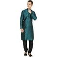 thumbnail image 1 of Royal Kurta Men's Jacquard Silk Kurta Pyjama Green, 1 of 1