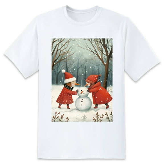Basic Oversize Tees For WomenSnowman Loose Boyfriend Shirts Casual Blouse round neck
