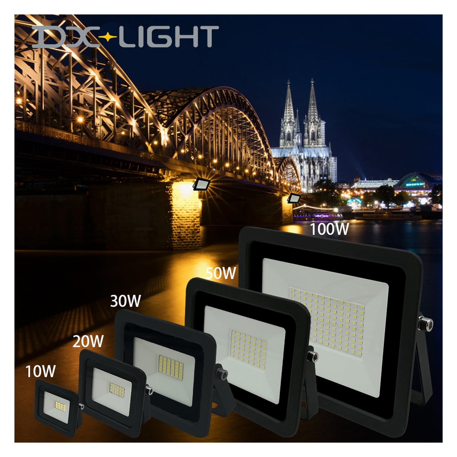 LED Flood Light Outdoor Spotlight Floodlight 10W 20W 30W 50W 100W Wall Lamp IP68 Waterproof Garden Lighting - Wide Angle Beam
