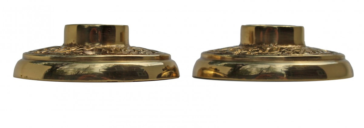 Brass Victorian Door Knob Rossettes Pair 2" W Backplate Traditional Kitchen Cabinet Knob Back Plate Hardware Roses w/Screws Renovators Supply Pack of 4