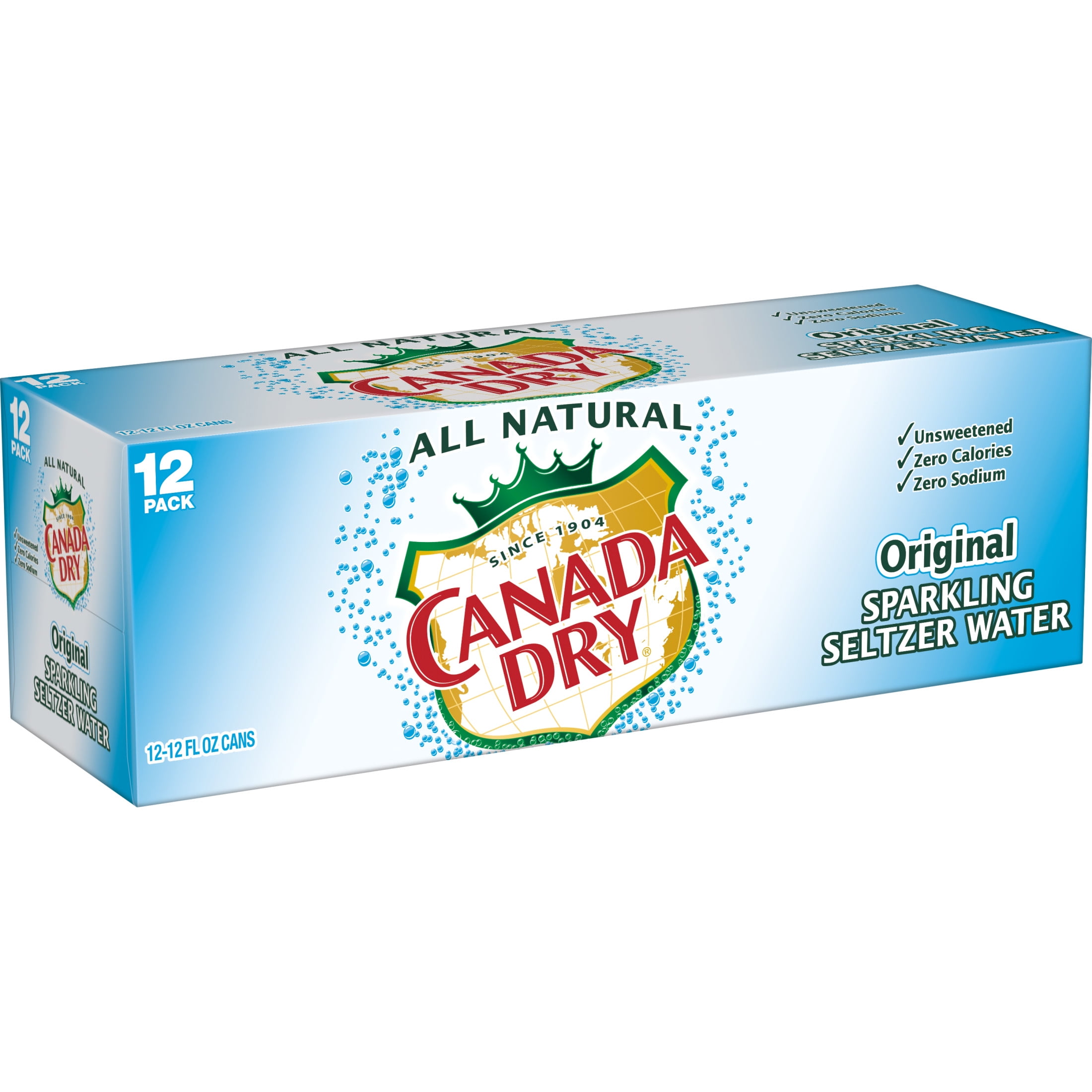Canada Dry Original Sparkling Seltzer Water, 12 fl oz, 12 Pack Cans