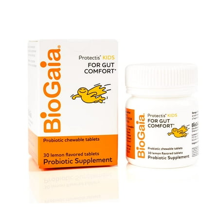 BioGaia Protectis Chewable Tablets for Toddlers, Kids, and Teens Occasional Stomach Pain, Constipation, Diarrhea, and Regularity, 30 Tablets, 1 Pack