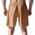 thumbnail image 4 of pstuiky Pantalones cortos de gimnasio, Pantalones cortos de lino con cintura elástica y botones de color liso para hombre, versátiles y a la moda. Pantalones cortos para correr para hombre, 4 of 9