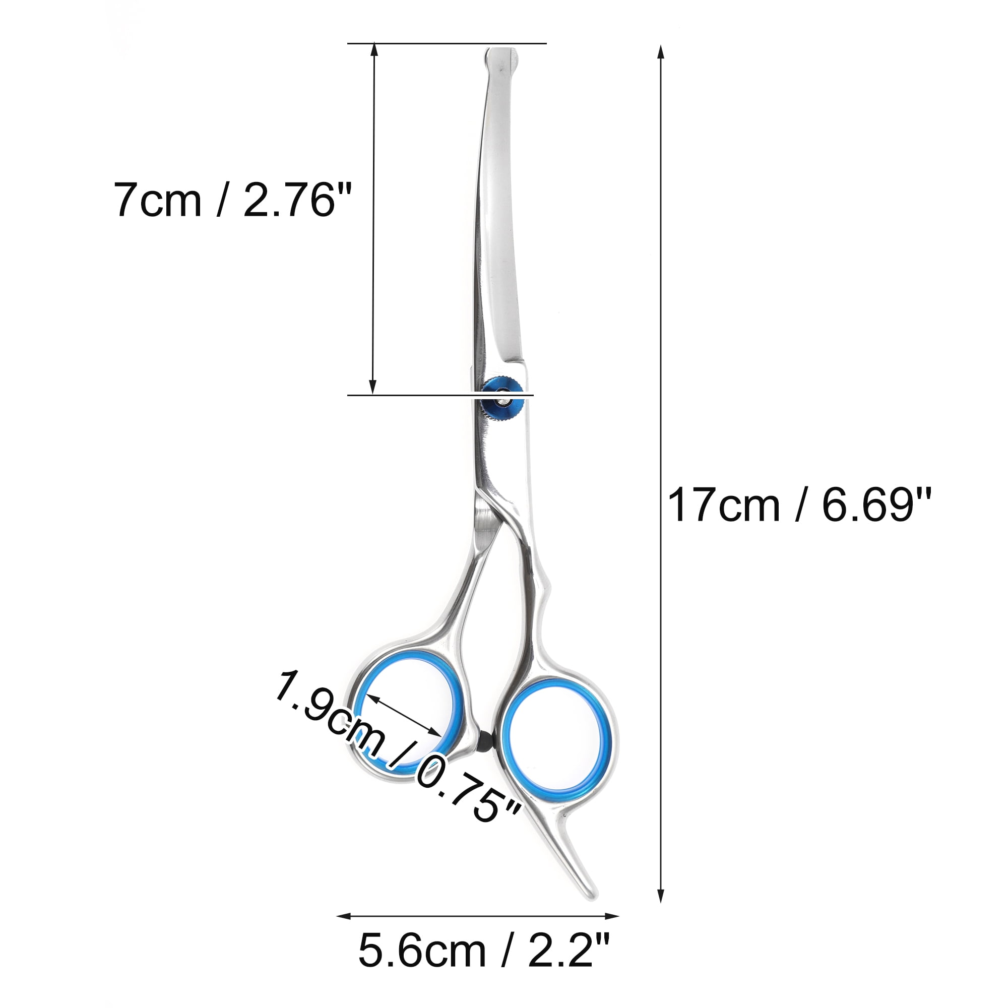 Unique Bargains 1 Pc Round Head Pet Scissors for Pets Shop 5.5 Inches Silver Tone Blue