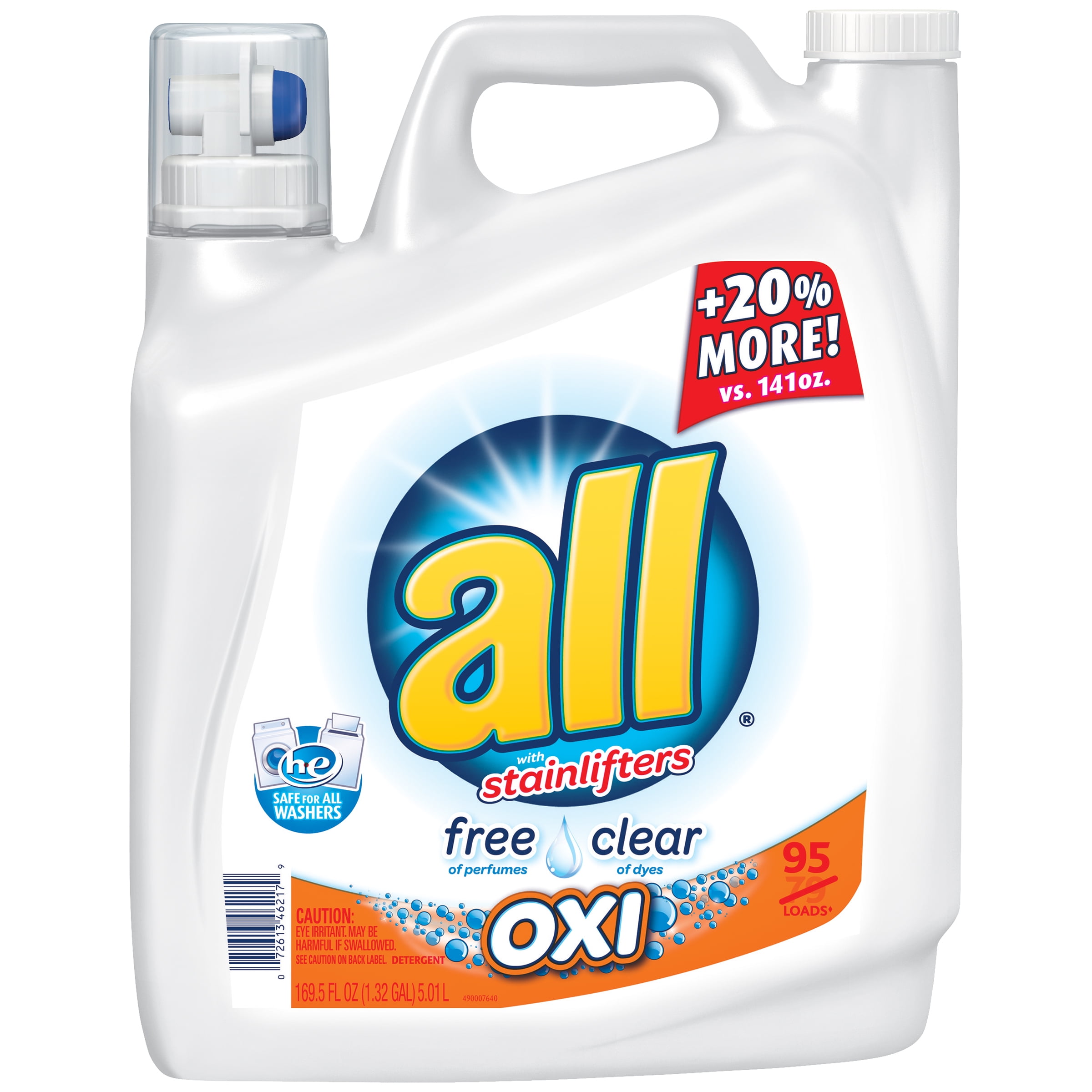 All Free Clear Oxi For Sensitive Skin Liquid Laundry Detergent 169 5 