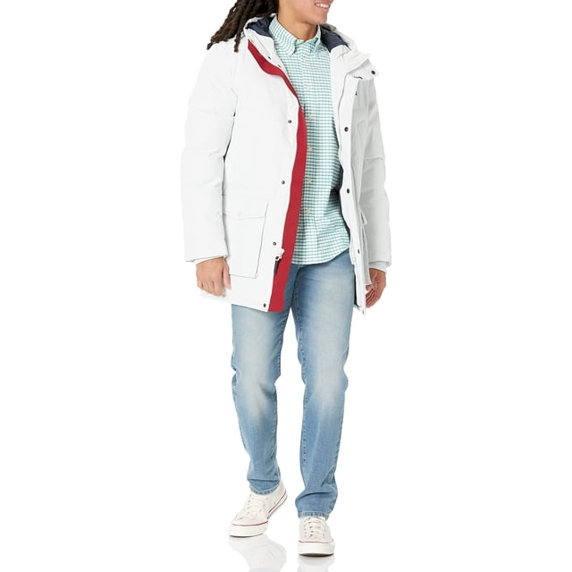 Parka Tommy Hilfiger de tela ártica, peso pesado, blanca, XL, para hombre
