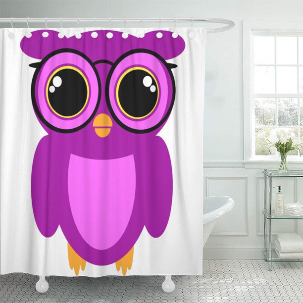 Cynlon Birds Cute Nerdy Owl Adorable Geeky Cartoon Bathroom Decor Bath Shower Curtain 66x72 Inch Walmart Com Walmart Com