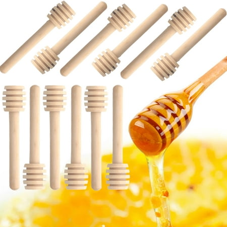 

Meidiya 12Pcs Honey Dipper Sticks Grooves Design Food Grade Mini Wooden Honeycomb Dippers Good Grip Stirring Honey Spoons Stirrer Stick Bar Bakery Supplies