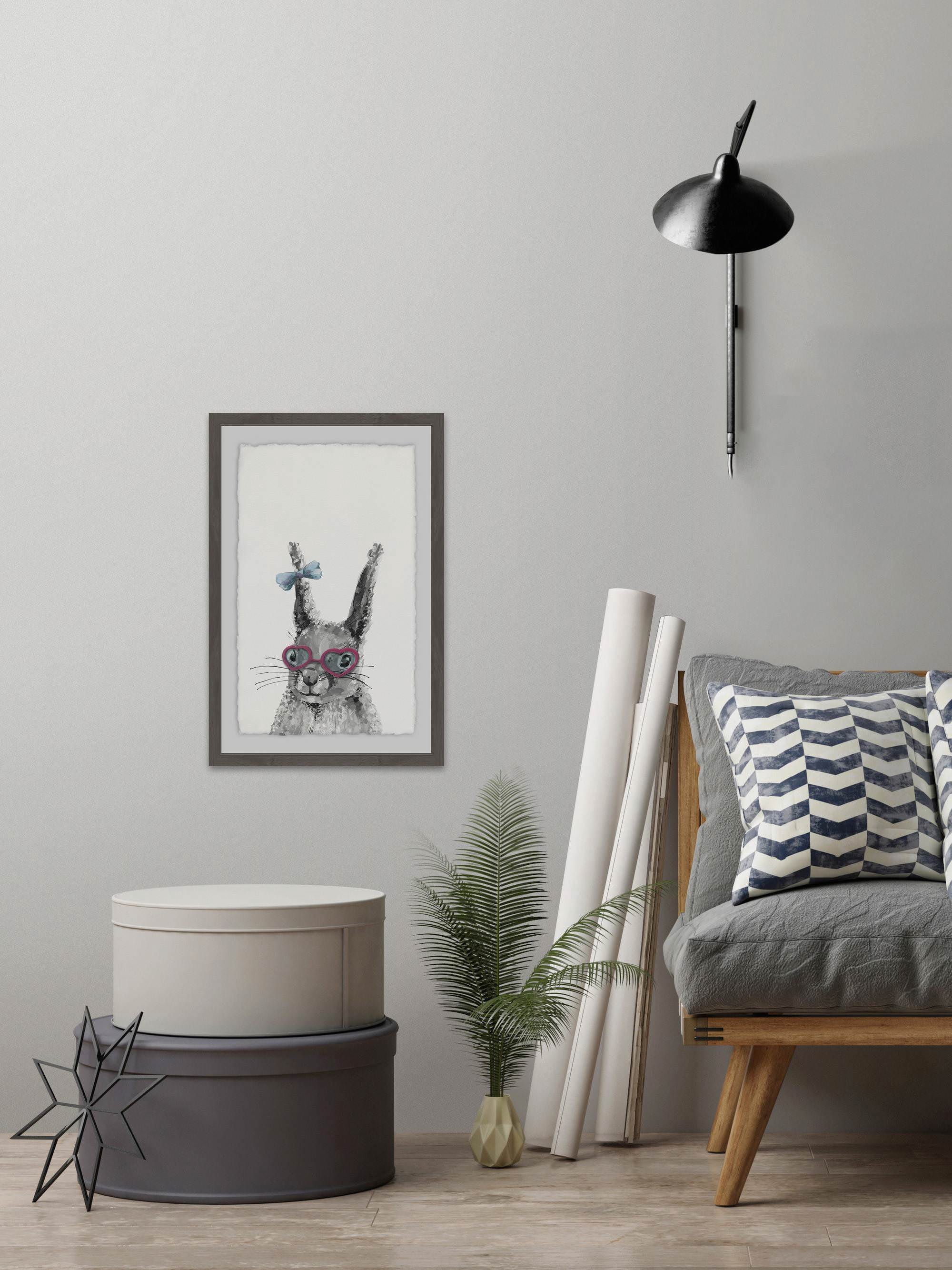 Bow On Bunny Framed Painting Art Print, 24.00" x 1.50"