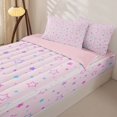 thumbnail image 3 of Manfei Minimalist Stars Zipper Queen Comforter Set with Fitted Sheet and 2 Pillowcases,Cute Cartoon Heart Zipper Bedding Set,White Pink,Pink Reversible,4pcs, 3 of 8