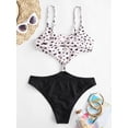 thumbnail image 3 of ZAFUL for Women Swimwear Animal Print Knotted Cut Out One-piece Swimsuit Black XL, 3 of 5