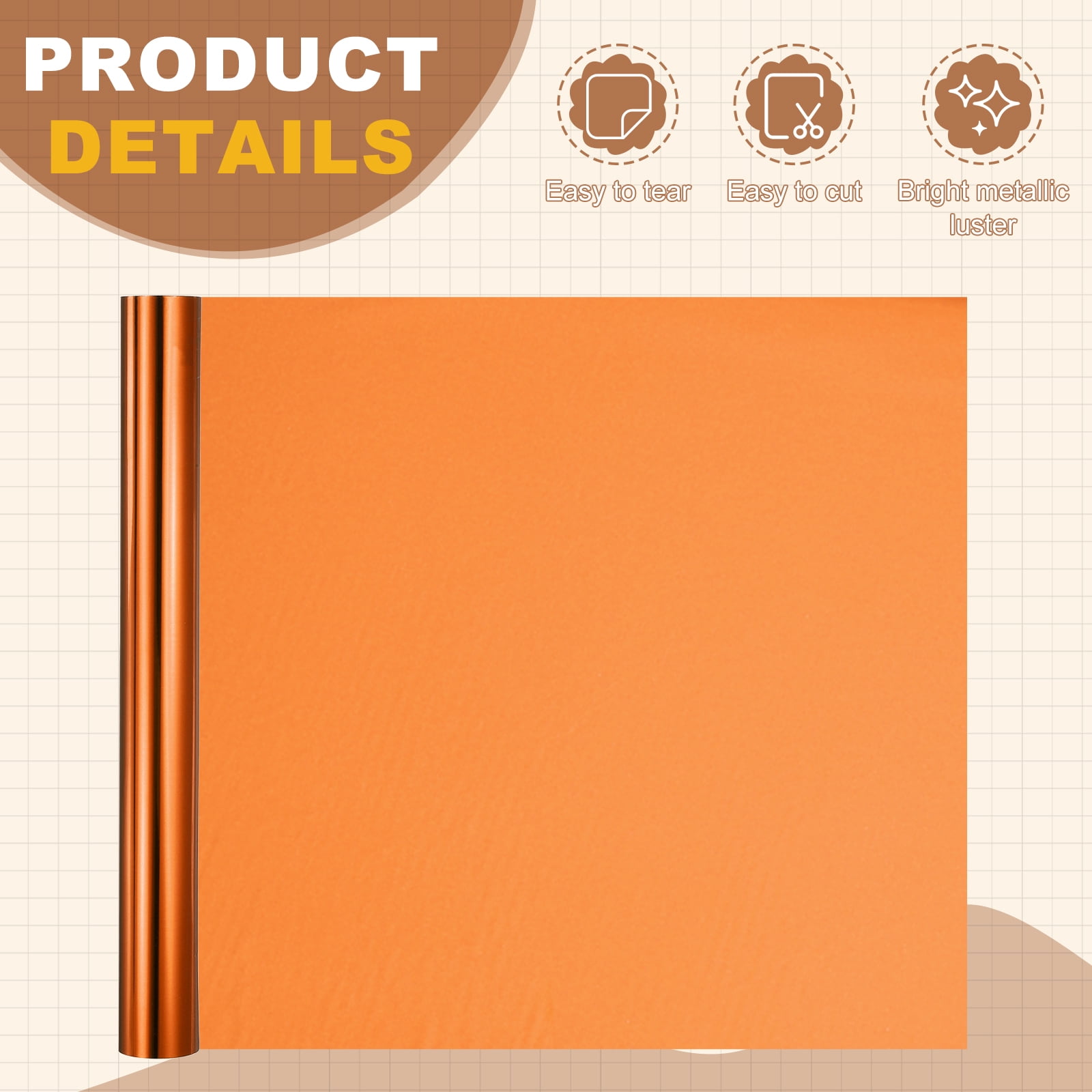 Uxcell Heat Foil Transfer Paper Roll, 12.6 in x 32.8 ft Heat Activated Foil Sheets Toner Reactive Laminator Laser Printer Hot Stamping Sheet for DIY Card Scrapbooking, Bronze Yellow