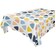 SKYSONIC 60"x120" Square Tablecloth with Pastel Pink and Navy Blue Prints, Anti-Wrinkle and Smooth Table Cloth for Kitchen/Home Party Decoration