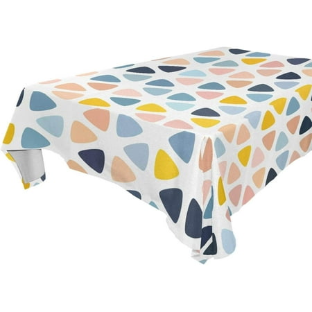 SKYSONIC 60"x120" Square Tablecloth with Pastel Pink and Navy Blue Prints, Anti-Wrinkle and Smooth Table Cloth for Kitchen/Home Party Decoration
