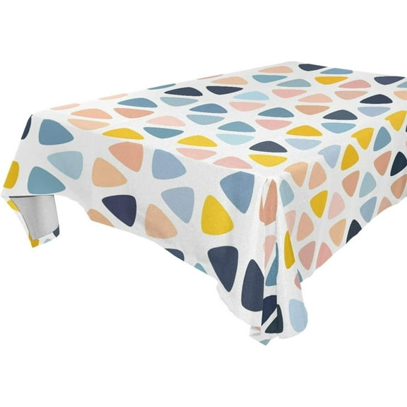 SKYSONIC 60"x60" Square Tablecloth with Pastel Pink and Navy Blue Prints, Anti-Wrinkle and Smooth Table Cloth for Kitchen/Home/Dinning Wedding Decoration