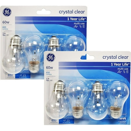 Ge Crystal Clear 60 Watt 650 Lumen A15 Ceiling Fan Light Bulbs W Ge Crystal Clear 60 Watt 650 Lumen A15 Ceiling Fan Light Bulbs W