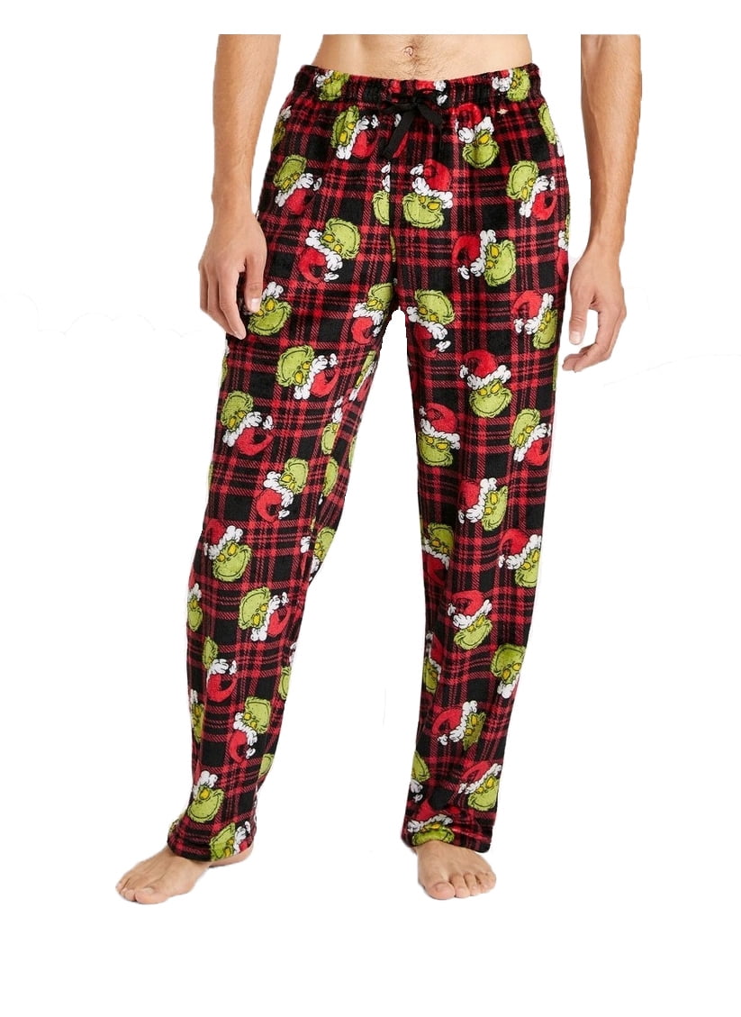 Christmas The Grinch Red Plaid Fleece Pajama Sleep Pants - Large ...